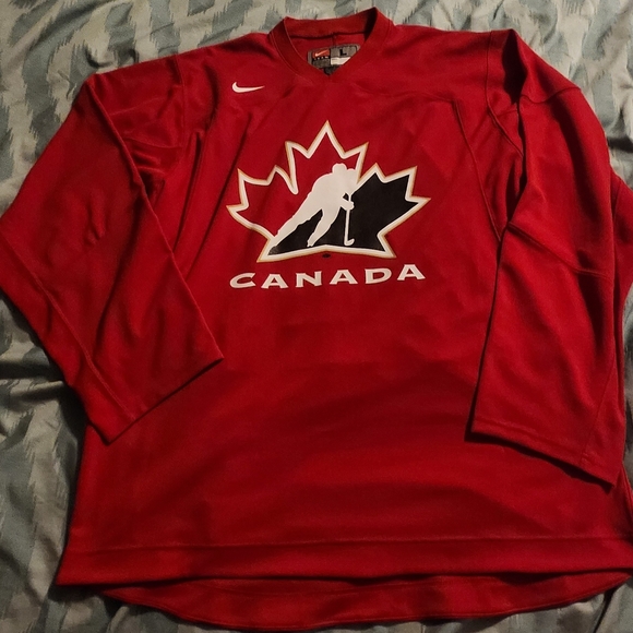 Vtg‎ Nike Team Canada Hockey Red Jersey Men's Large IIHF Olympics - Picture 1 of 11